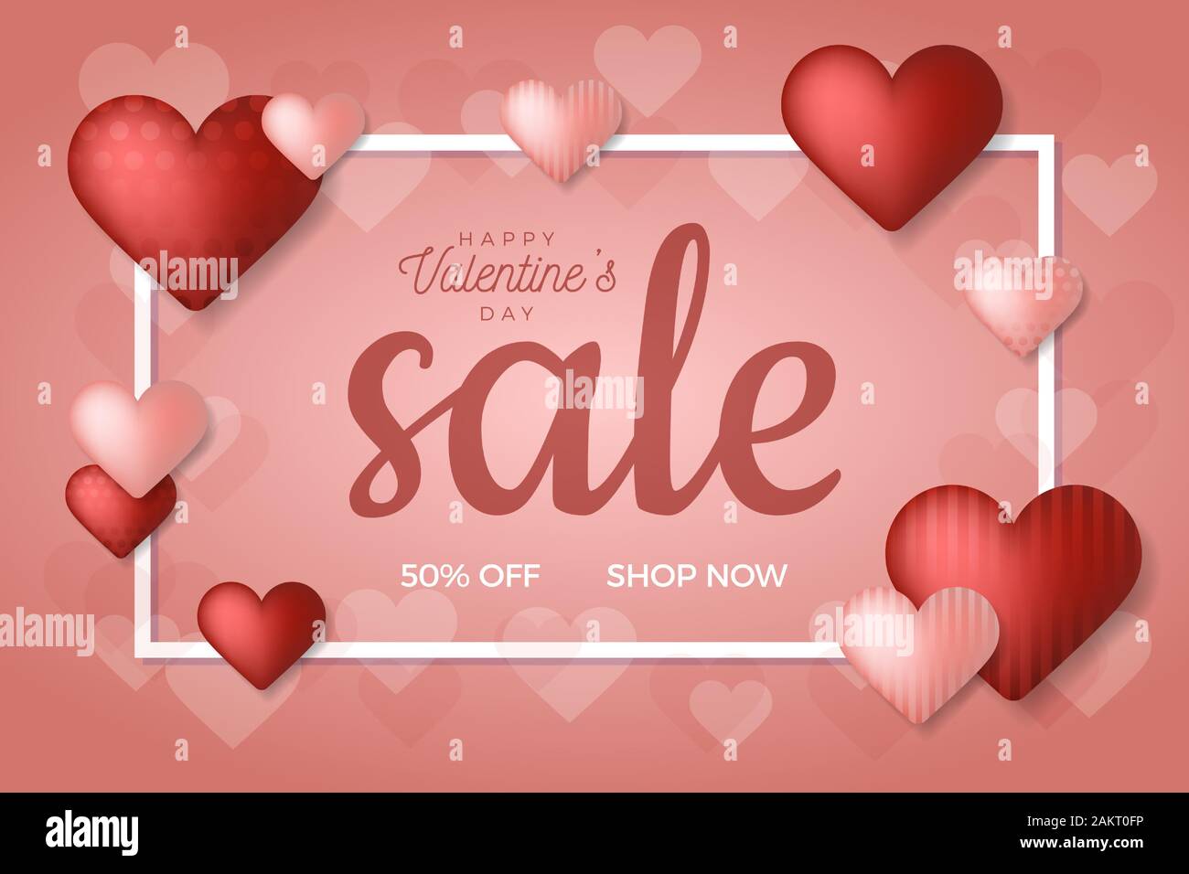 Valentines day sale background with balloons heart and icon set pattern ...