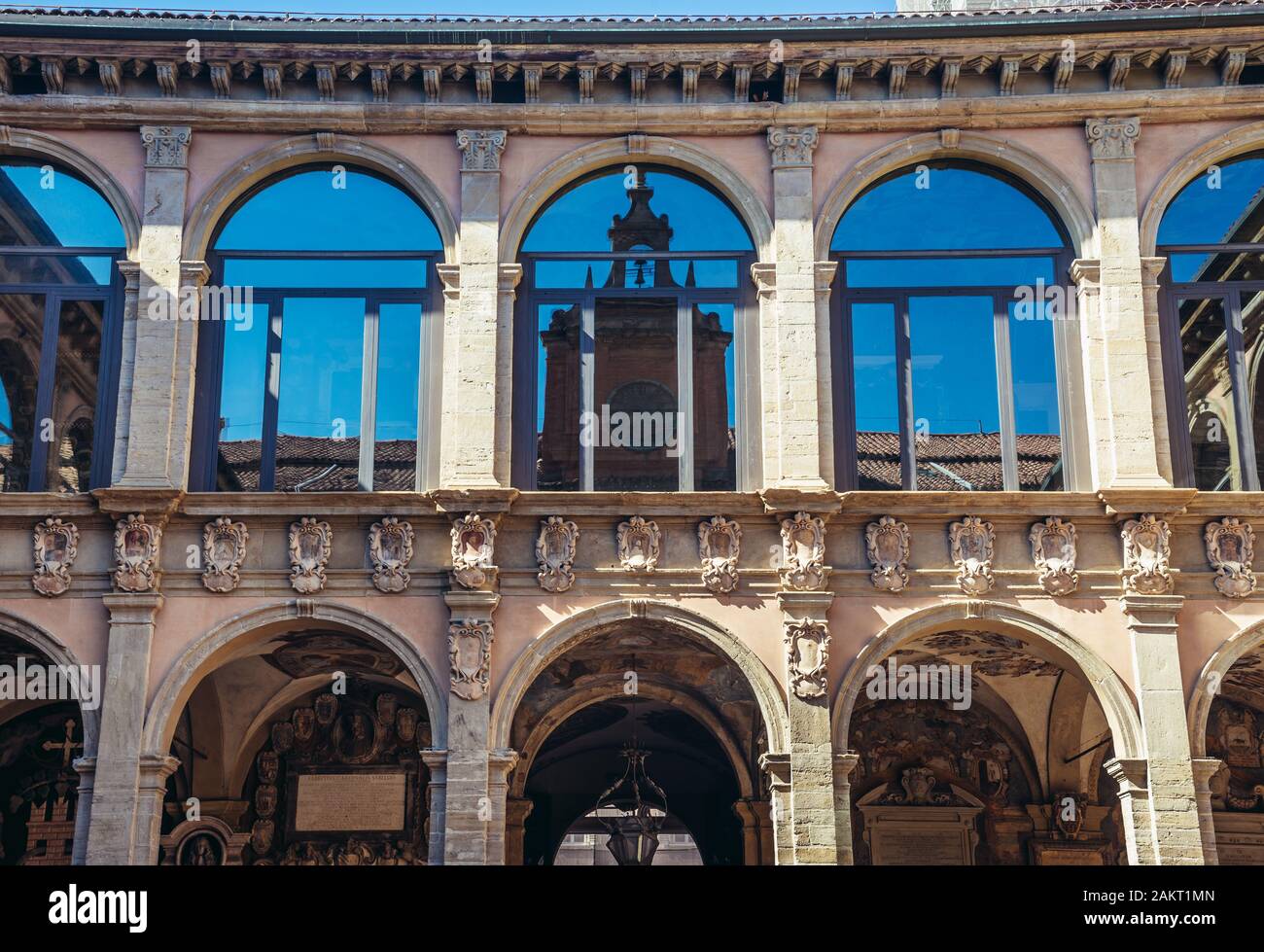 Archiginnasio of Bologna university building, oldest university in the