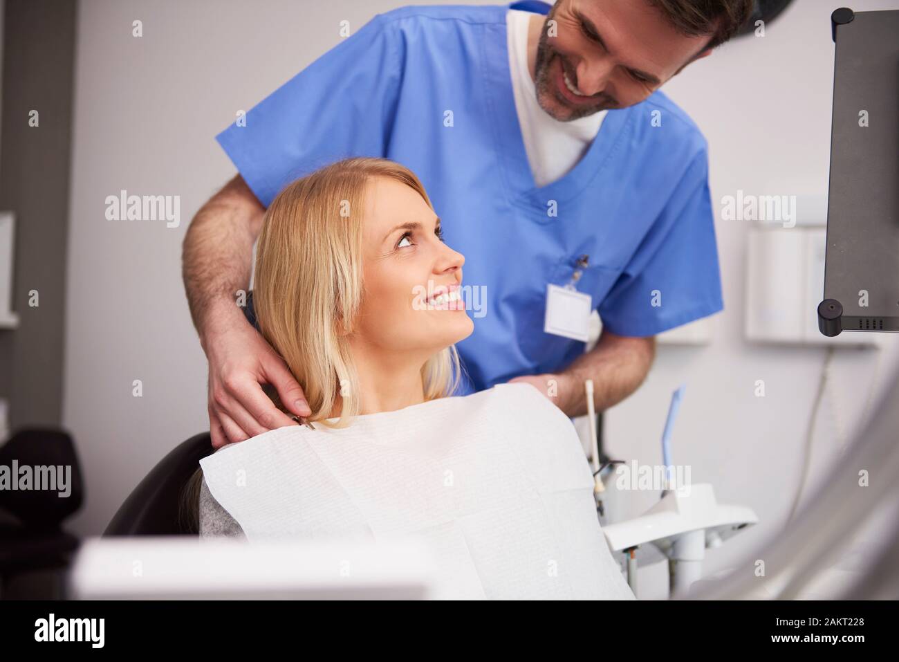 Young woman during dental appointment Stock Photo