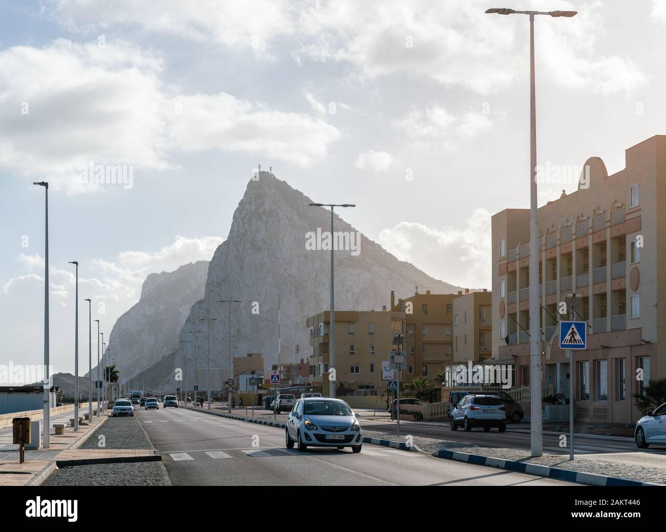 22th December 2019 - Spain. Gibraltar rock view from La Linea De La Concepcion, Spanish territory. Stock Photo