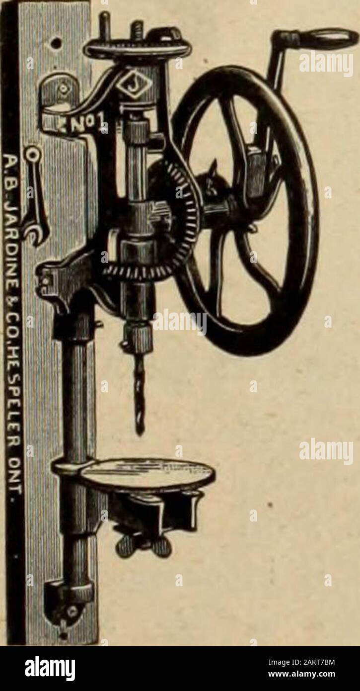 Hardware merchandising (January-June 1902) . The McGregor, Banwell Fence Co., Limited WINDSOR, ONT. COILED SPRING AND OTHER FENCE WIRES.. Blacksmiths Drills. The verybest. A. B. JARDINE & CO.HESPELER, ONT. DIAMOND VISE AND DRILLING ATTACHMENT U.S. Patent Jan. 15,95. Canadian Patent July 22,95. Stock Photo