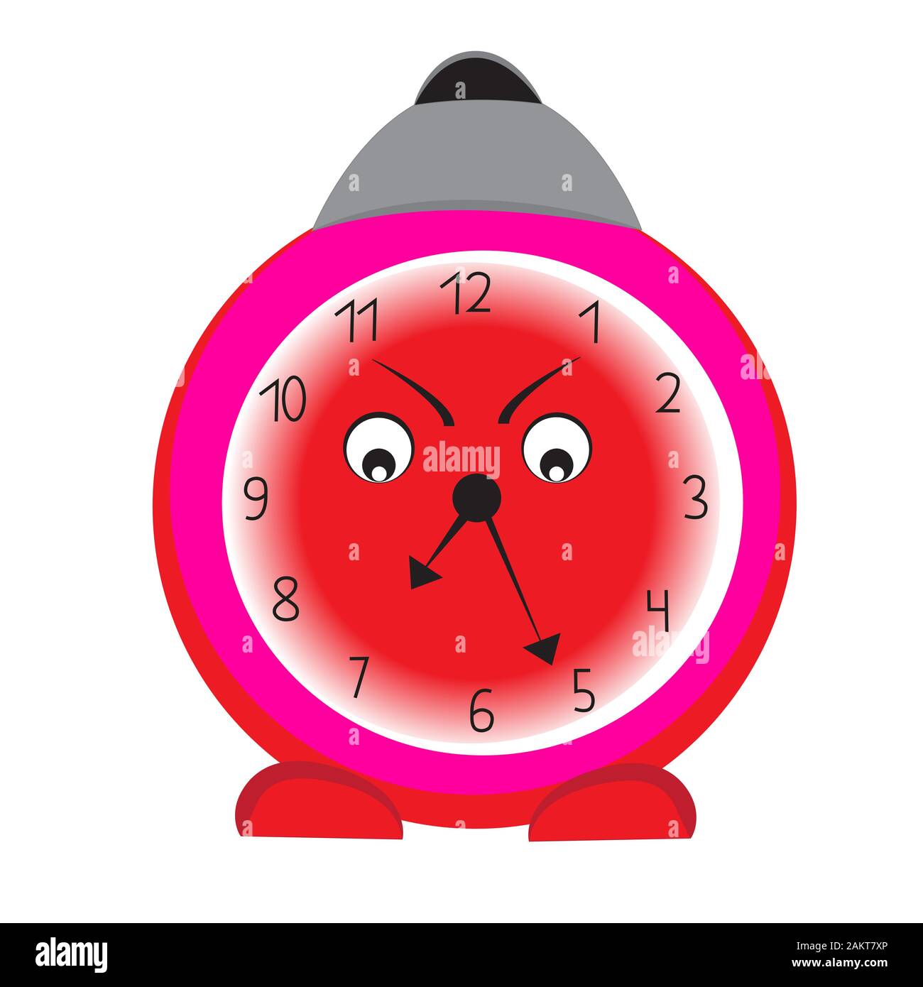 Angry and annoying alarm clock isolated by white background Stock