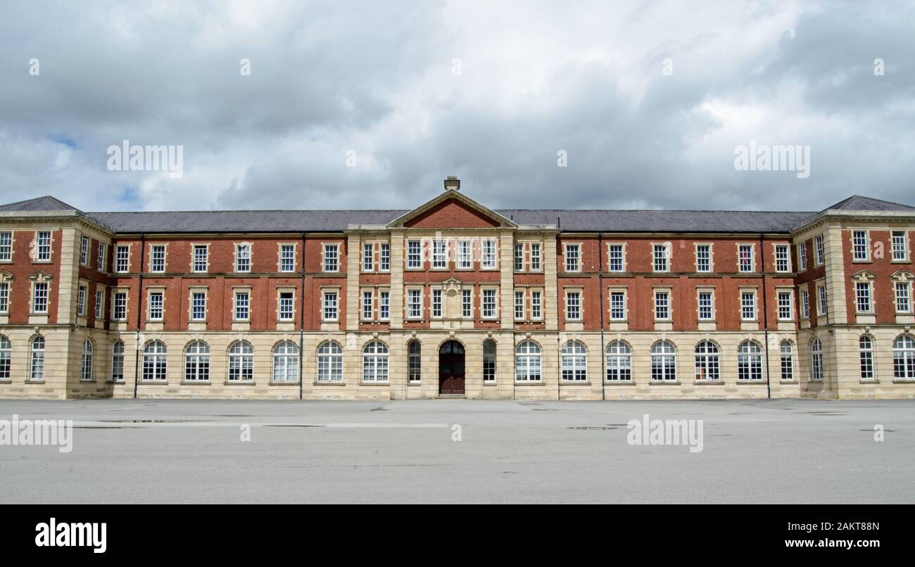 E Block of the Victorian New College Buildings at the Royal Military Academy in Sandhurst, Berkshire.  Officers are trained here for the British Army. Stock Photo