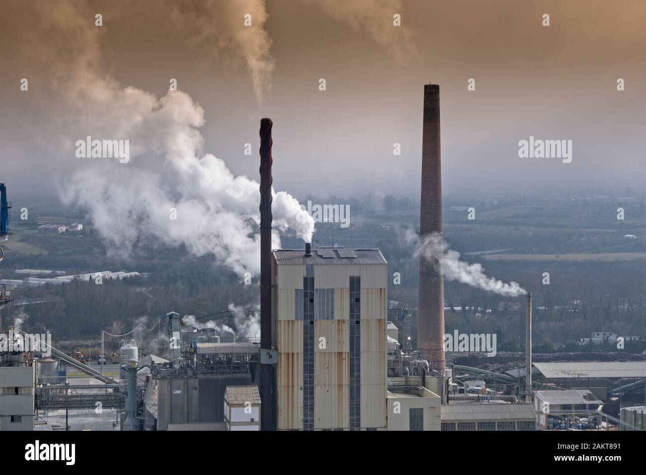 Air pollution in an industrial plant. Stock Photo