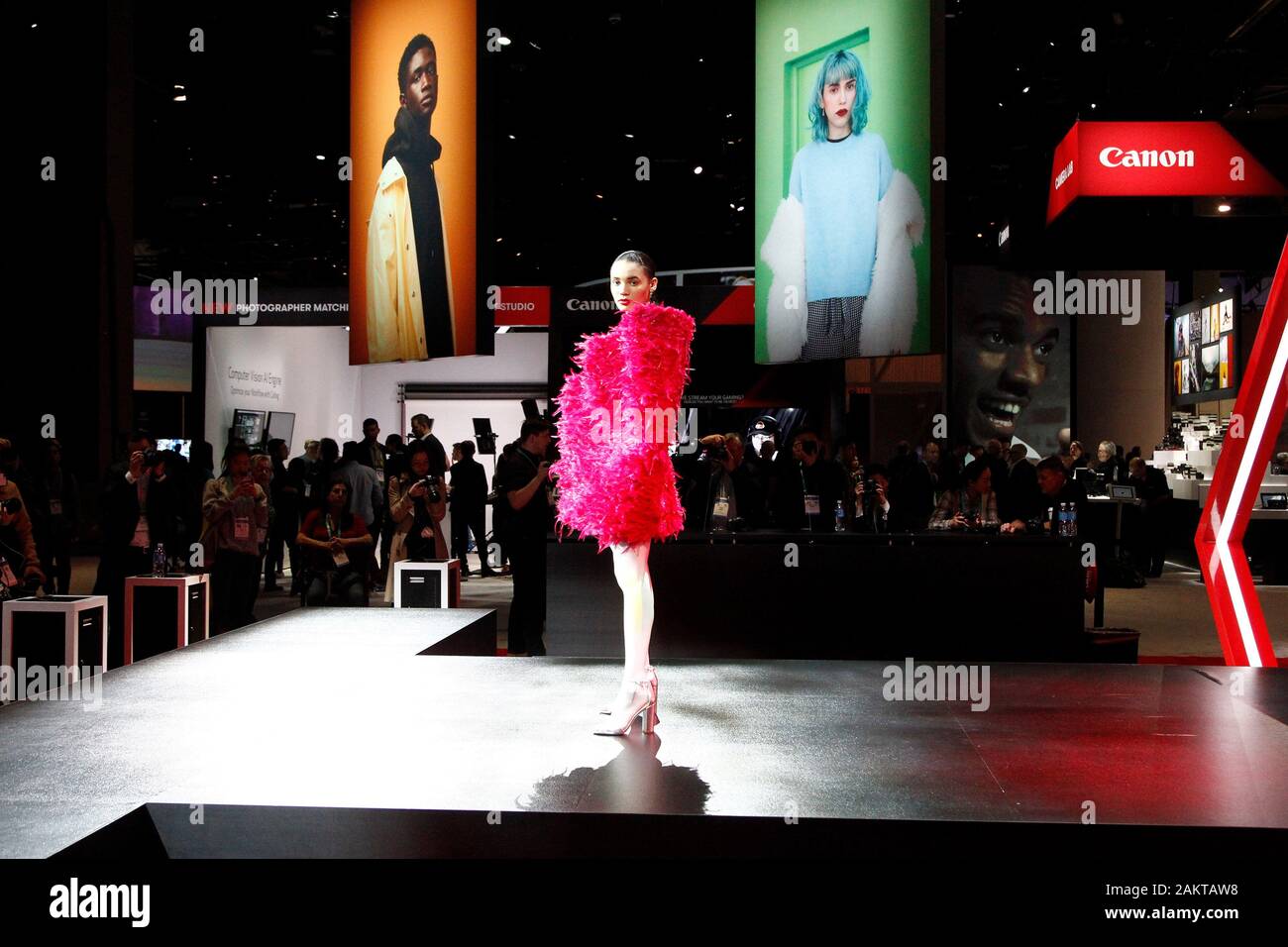 Las Vegas, United States. 10th Jan, 2020. A model walks the stage at the  Canon booth during the 2020 International CES, at the Las Vegas Convention  Center in Las Vegas, Nevada on