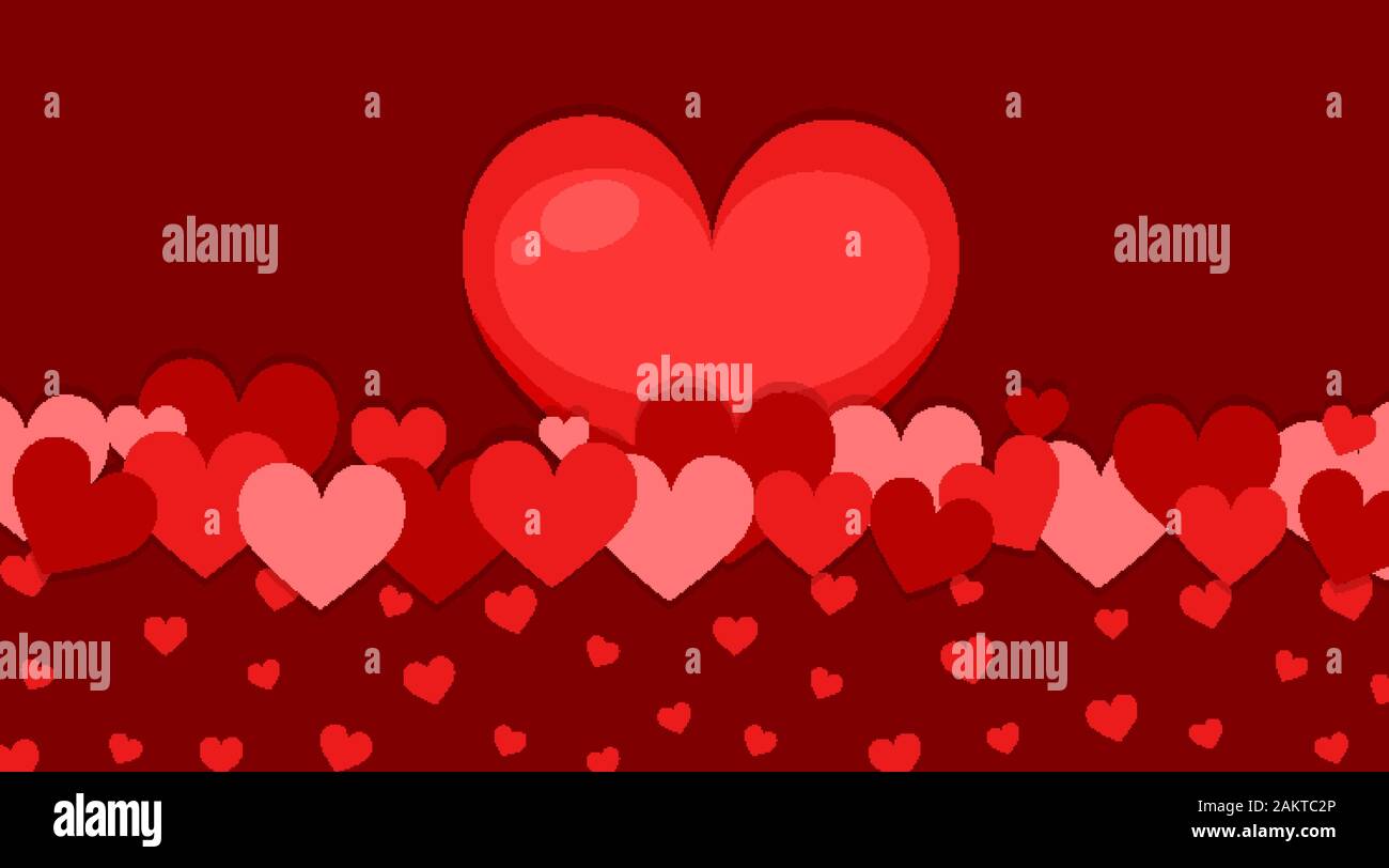 Valentine theme with red hearts on red background illustration Stock ...