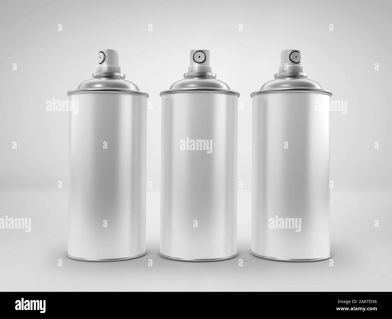 White Spray Paint Metal Cans Isolated On White Stock Photo