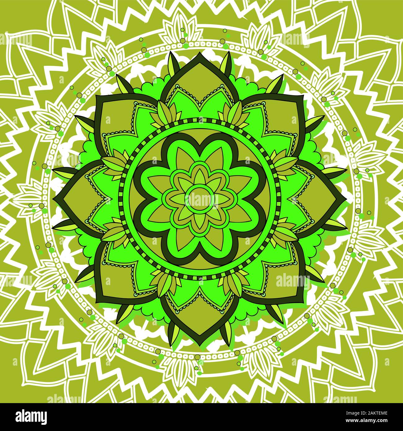 Mandala patterns on green background illustration Stock Vector Image ...