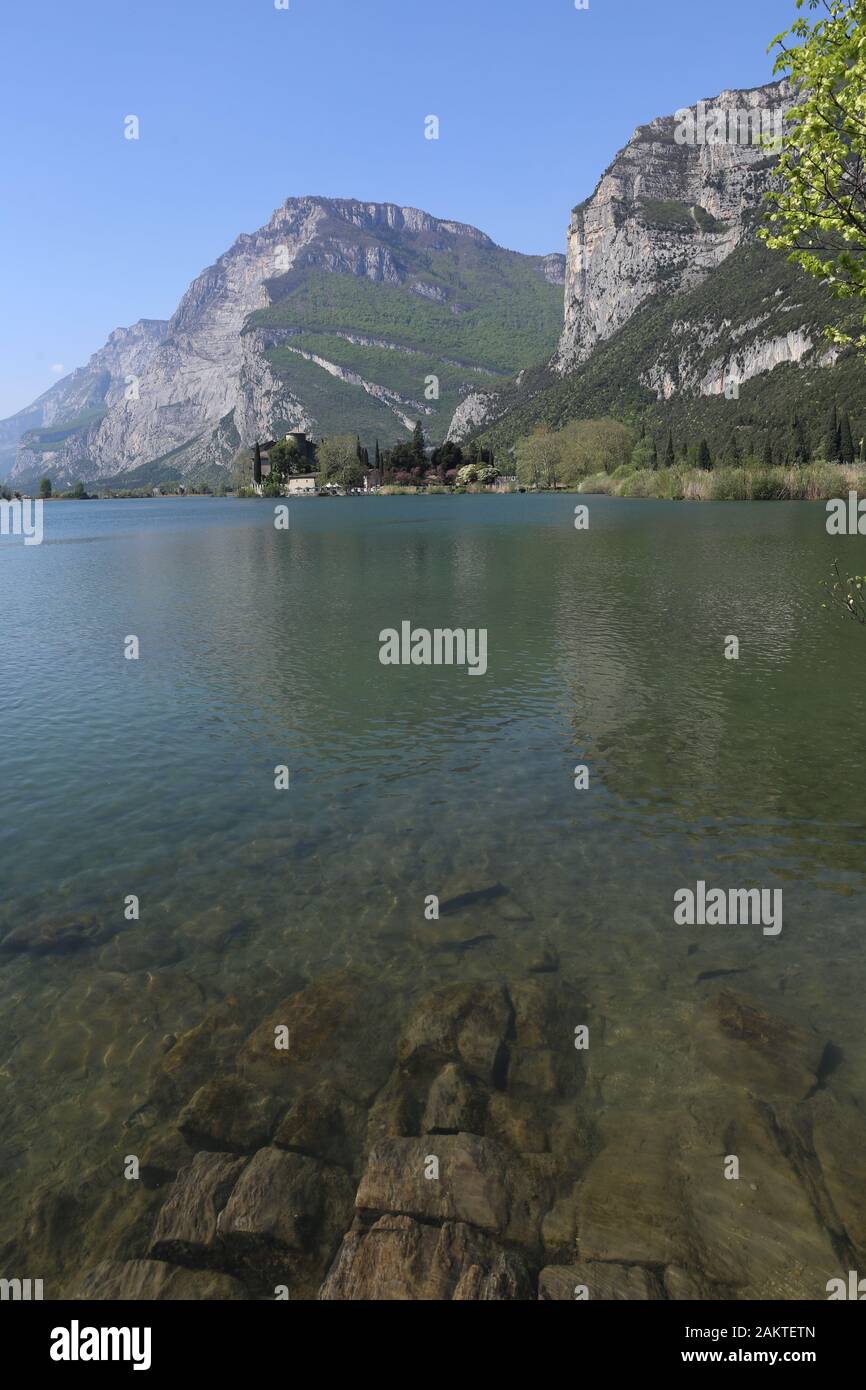 Lago di Toblino, Italy, Trentino, with clear water Stock Photo