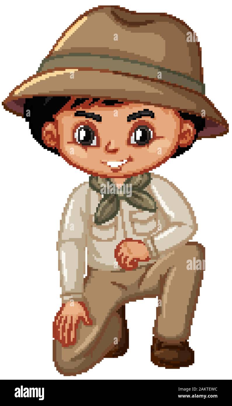 Boy in scout uniform on white background illustration Stock Vector ...