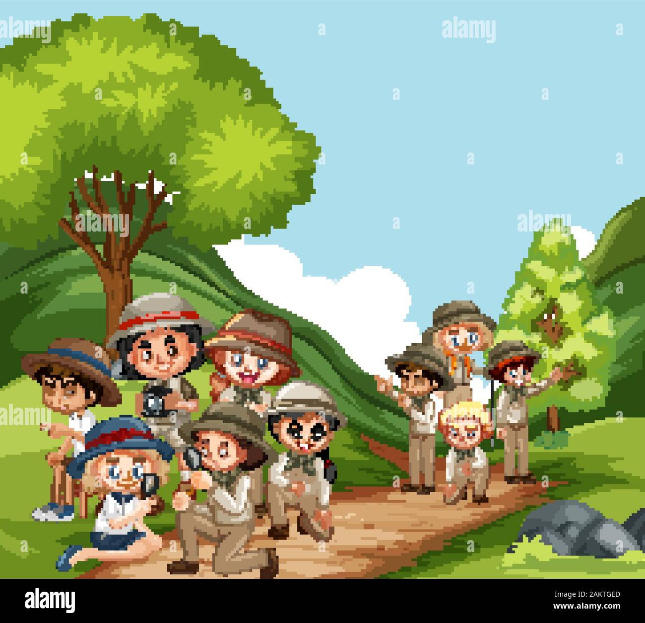 Scene with many kids in the park illustration Stock Vector Image & Art ...