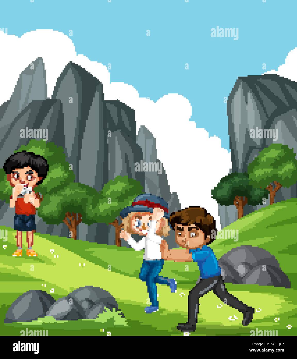 Scene with many kids in the park illustration Stock Vector Image & Art ...