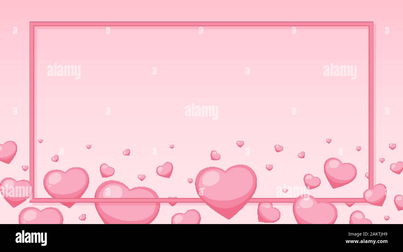 Valentine theme with pink hearts around the frame illustration Stock ...
