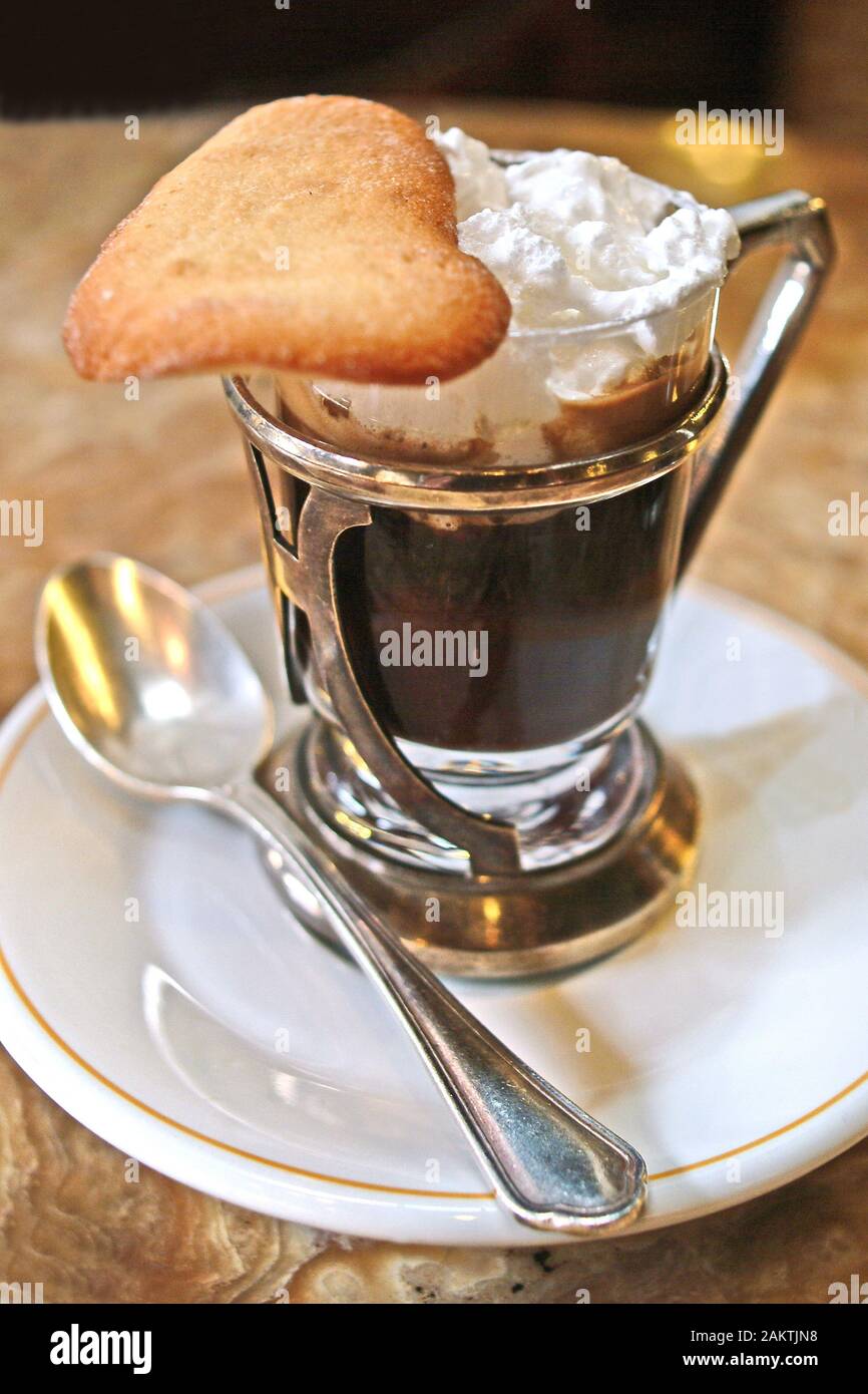 The traditional hot drink of the Turin coffee shop, "bicerin" with