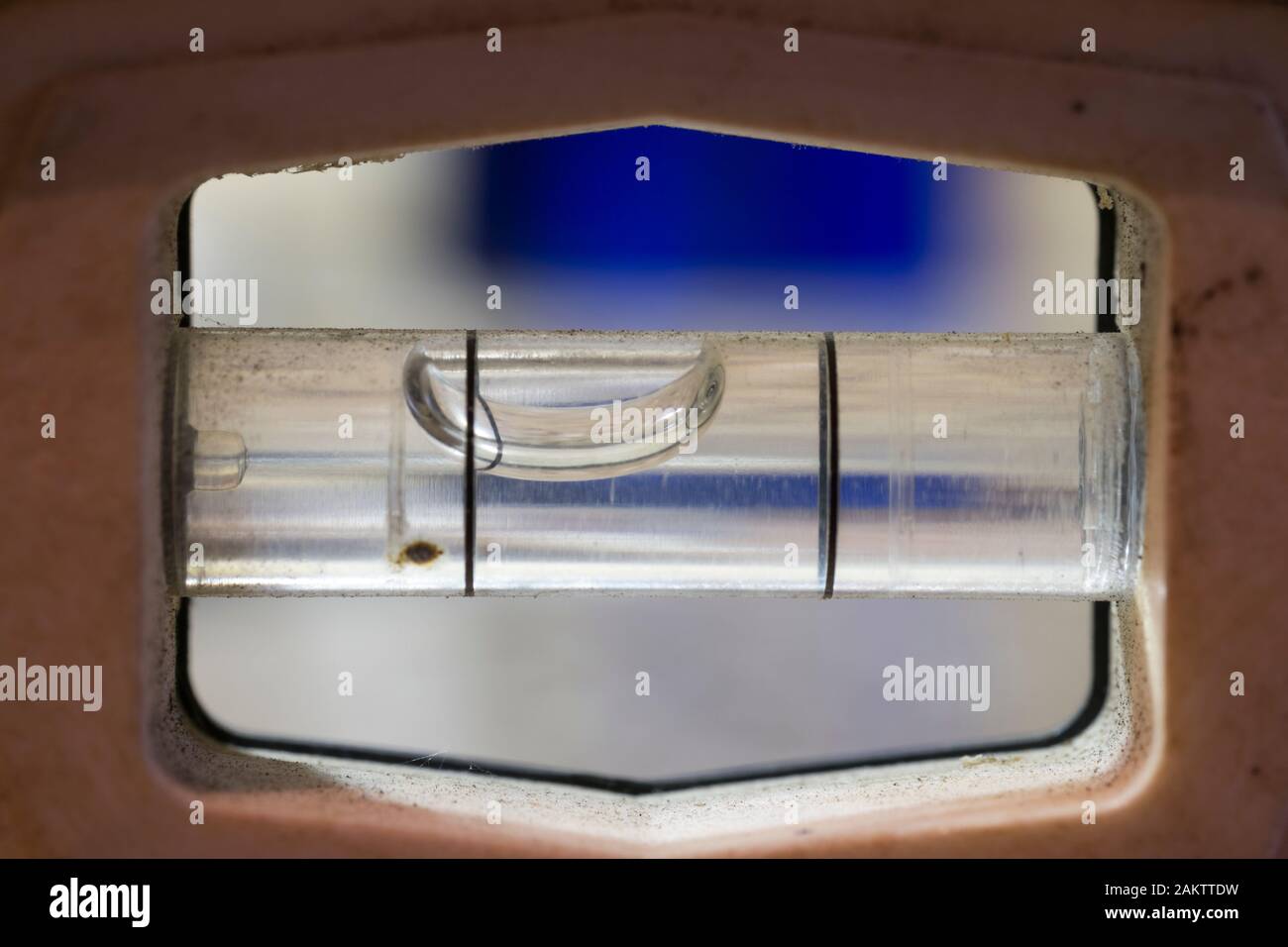 Bubble level showing the bubble slightly off plumb Stock Photo Alamy