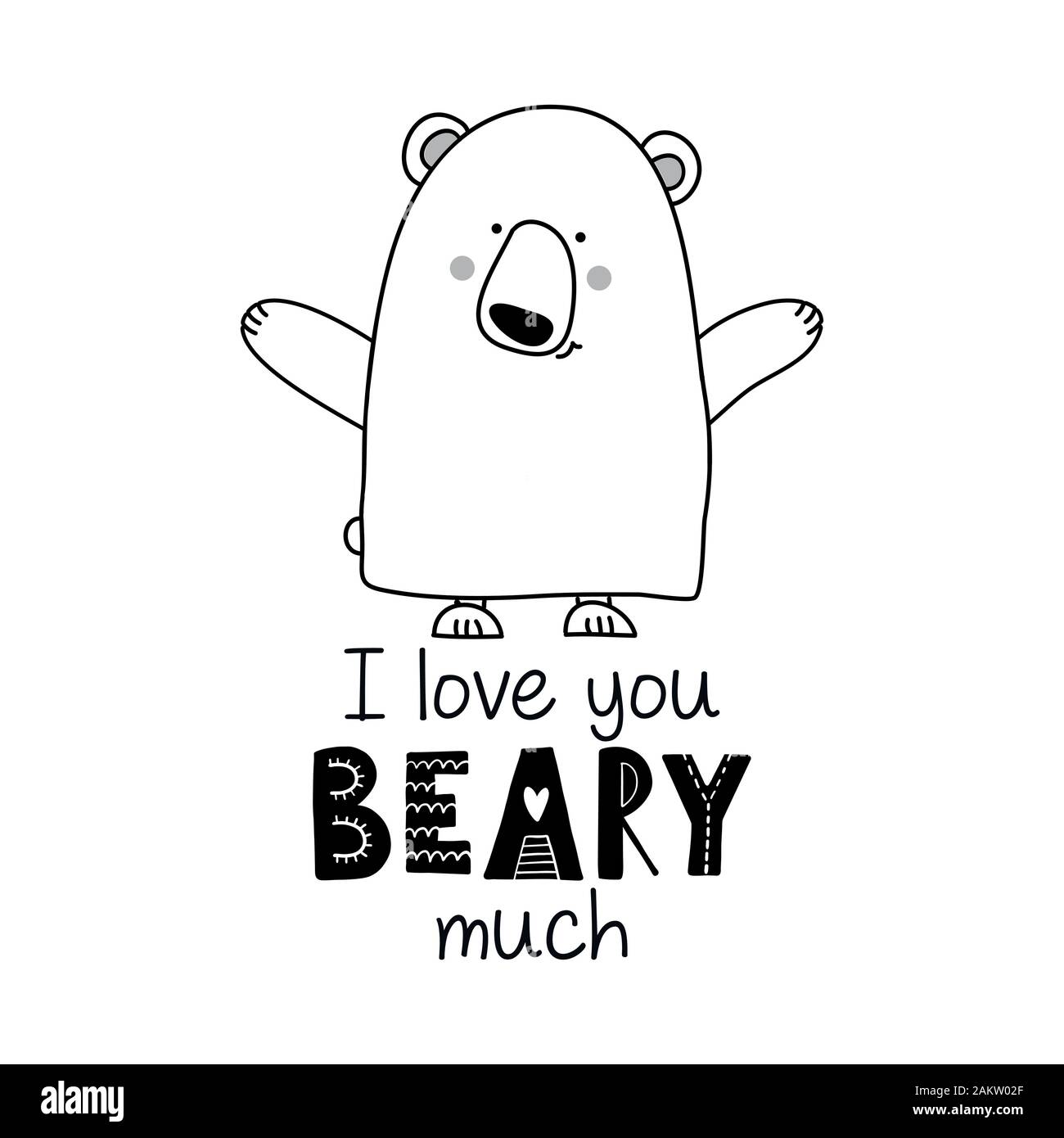 I love you Beary (very) much - Typography poster with romantic ...