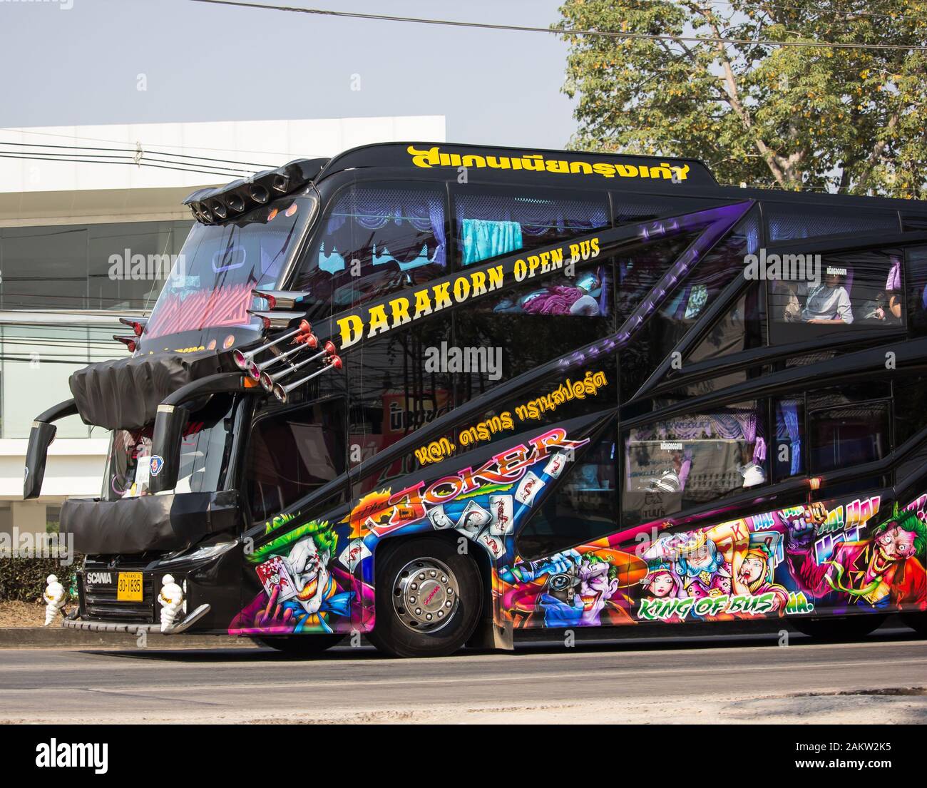 Chiangmai, Thailand - January 9 2020: Travel Bus of Daragron Transport  Company. Photo at road no 1001 about 8 km from downtown Chiangmai, thailand  Stock Photo - Alamy