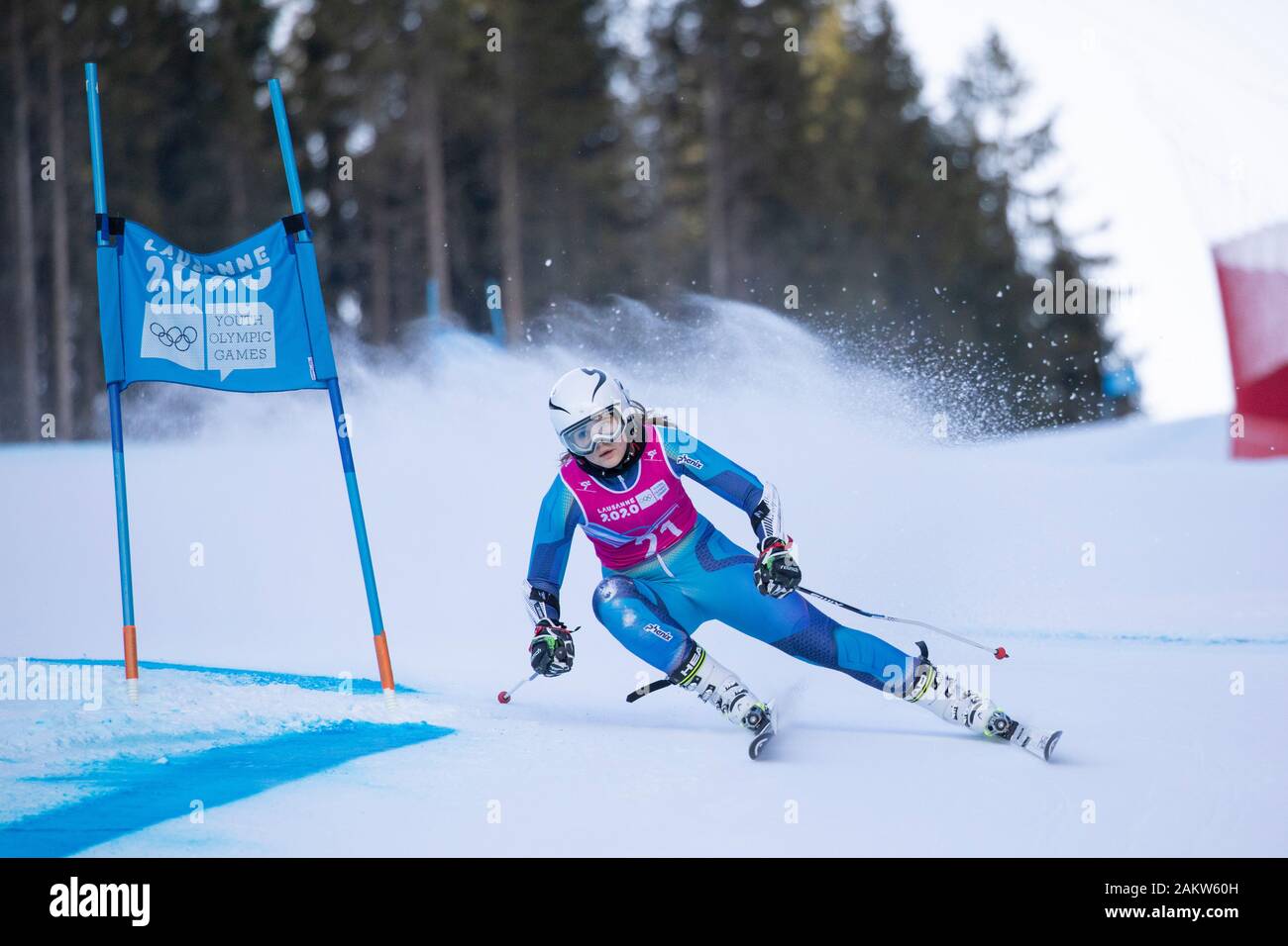 Alpine skier, Cathinka Lunder, NOR, competes in the Lausanne 2020 Women