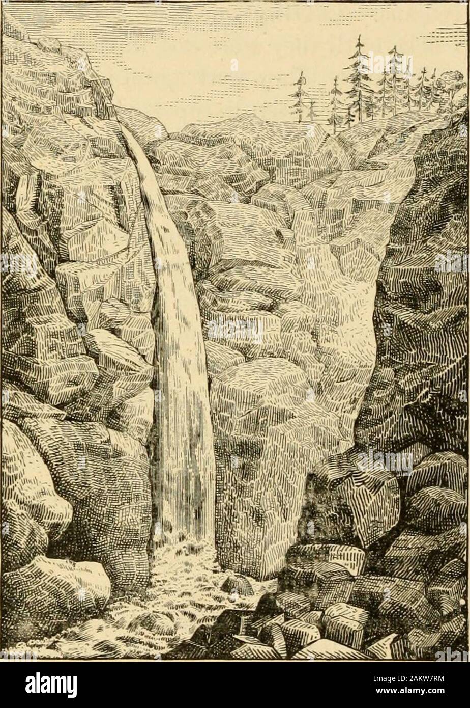 Discovery of the Yosemite, and the Indian war of 1851, which led to that event . fatigue, in admiration of the solemn grandeur within myview; the lofty walls, the towering domes and numerouswater-falls; their misty spray blending with the clouds set-tling down from the higher mountains. The duties of the day had been severe on men and horses,for beside fording the Merced several times, the numerous branches pouringover cliffs anddown ravinesfrom the melting6 n o w, renderedthe overflow o fthe bottom landsso constant thatwe were oftencompelled tosp ash throughthe water-coursesthat later wouldbe Stock Photo