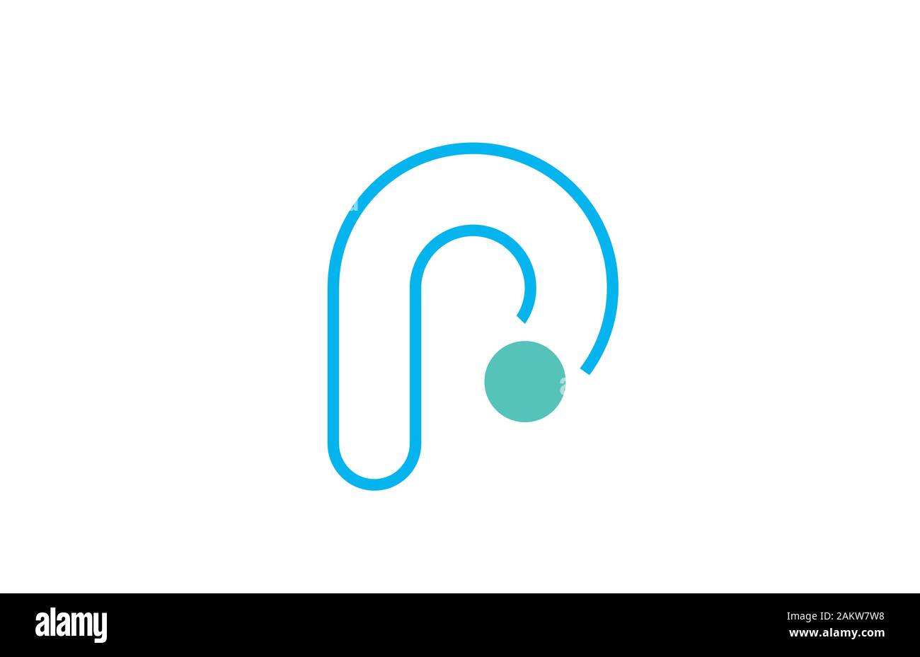 letter p logo line alphabet design icon in blue and green for business ...