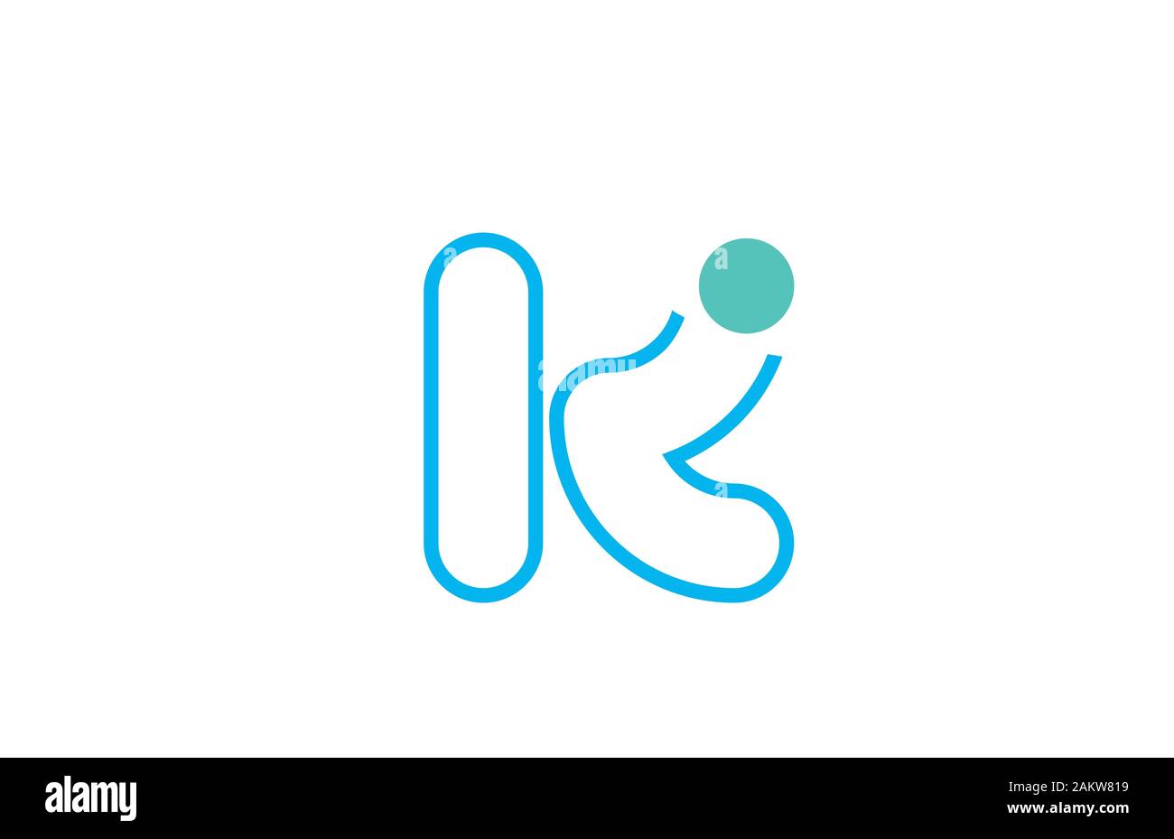 letter k logo line alphabet design icon in blue and green for business ...