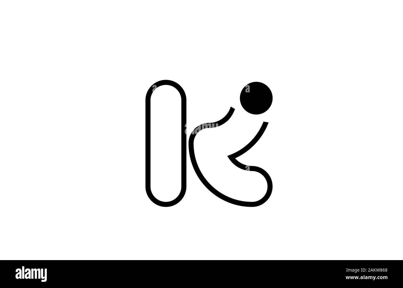 alphabet letter k logo icon template elements line in black and white ...