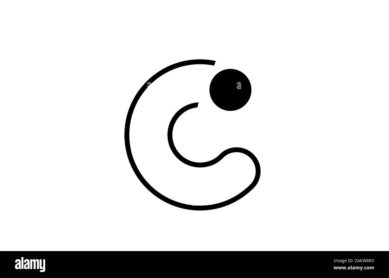 alphabet letter c logo icon template elements line in black and white ...
