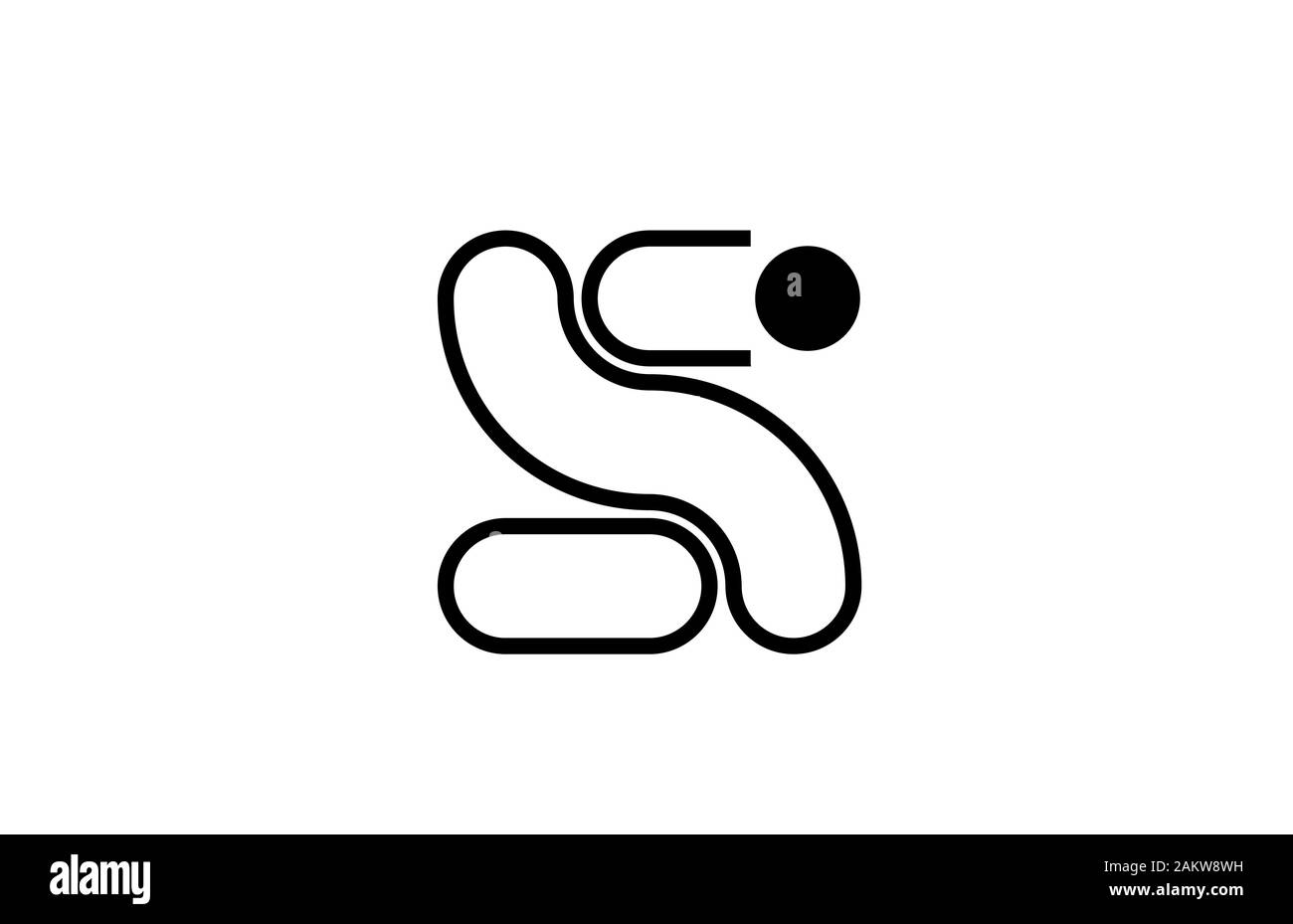 alphabet letter s logo icon template elements line in black and white ...
