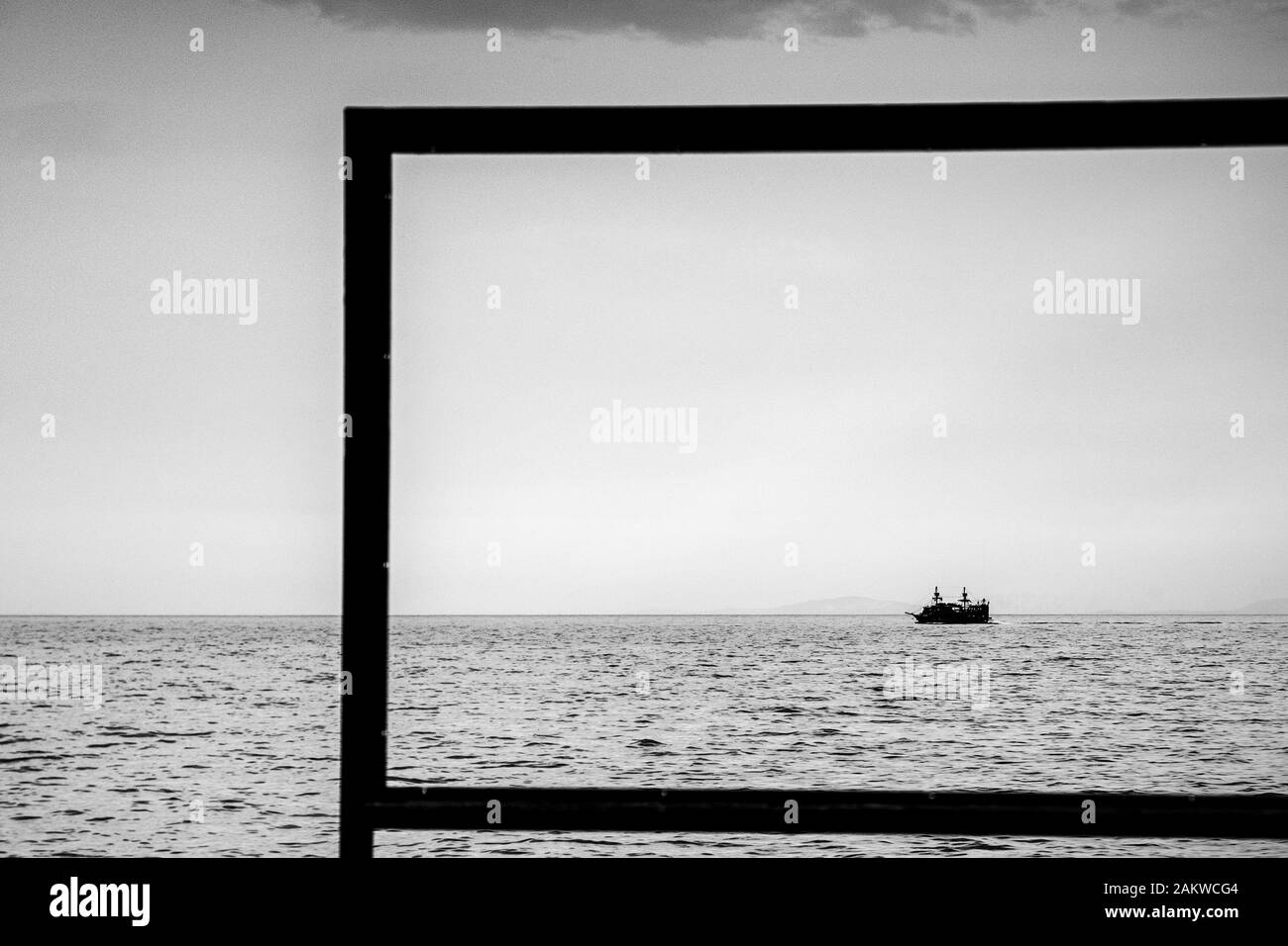Summer view aegean sea Black and White Stock Photos & Images - Alamy