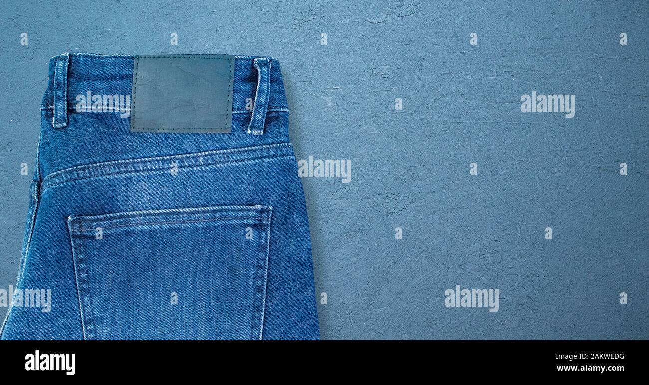Denim label mockup, isolated background. Fashion design graphics Stock Photo - Alamy