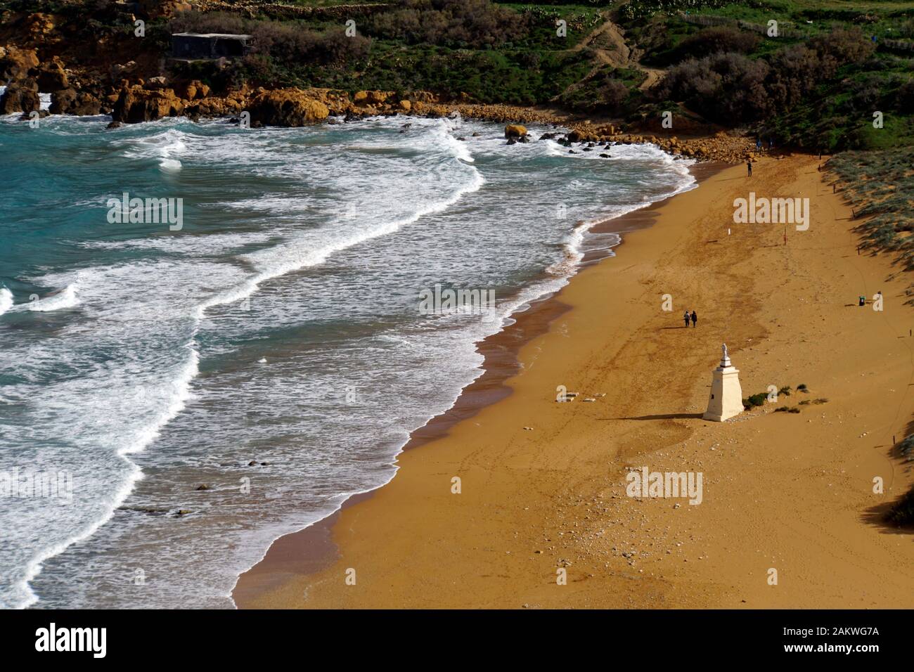 Blick von der Calypso Cave auf den Ramla Bay Strand, Xaghra, Gozo