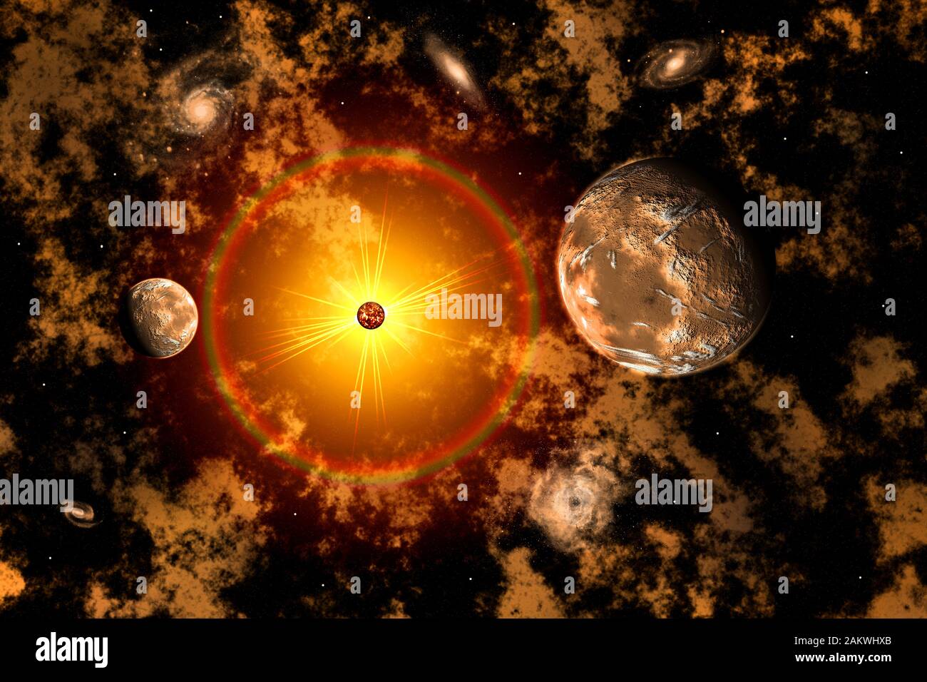 Exoplanets Orbiting Their Distant Sun Stock Photo - Alamy
