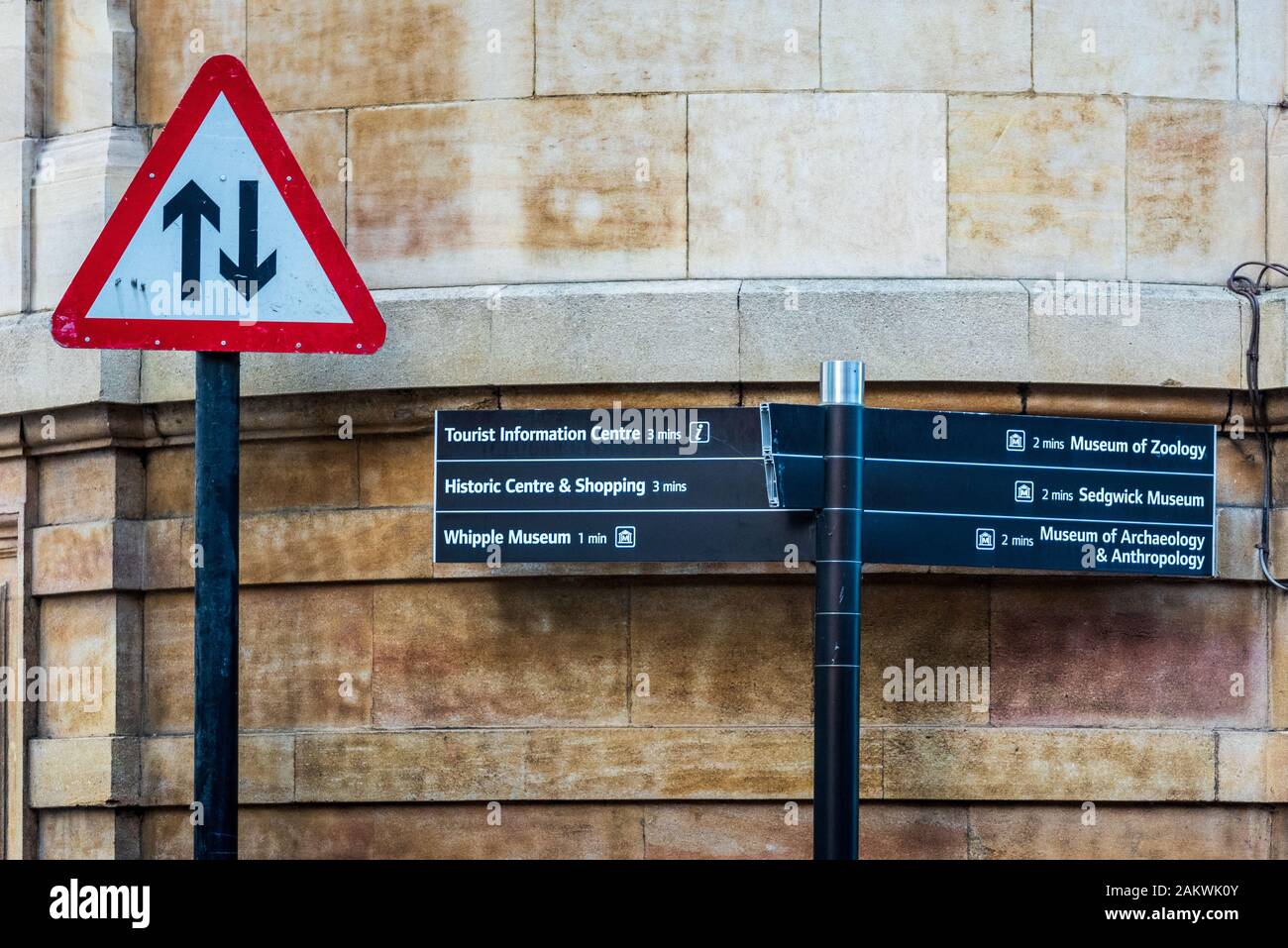 Cambridge Tourism - Museums and Tourist Information direction signs in Central Cambridge Stock Photo