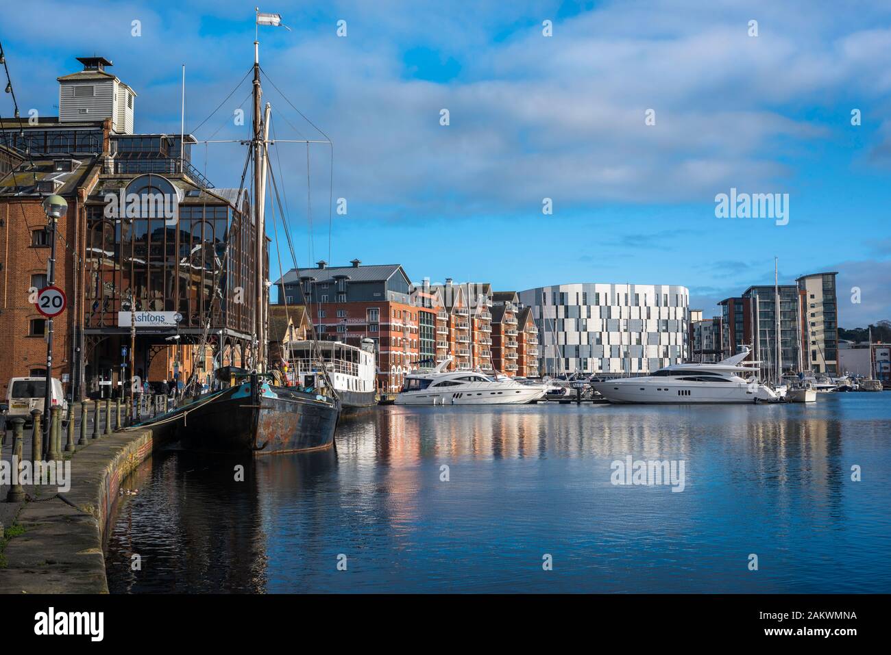 Ipswich Marina, view along the quayside of Ipswich Marina towards