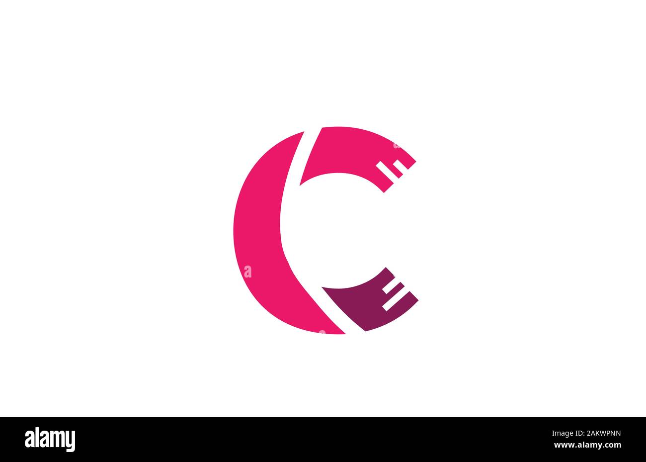 pink white alphabet letter C logo design icon for business company ...