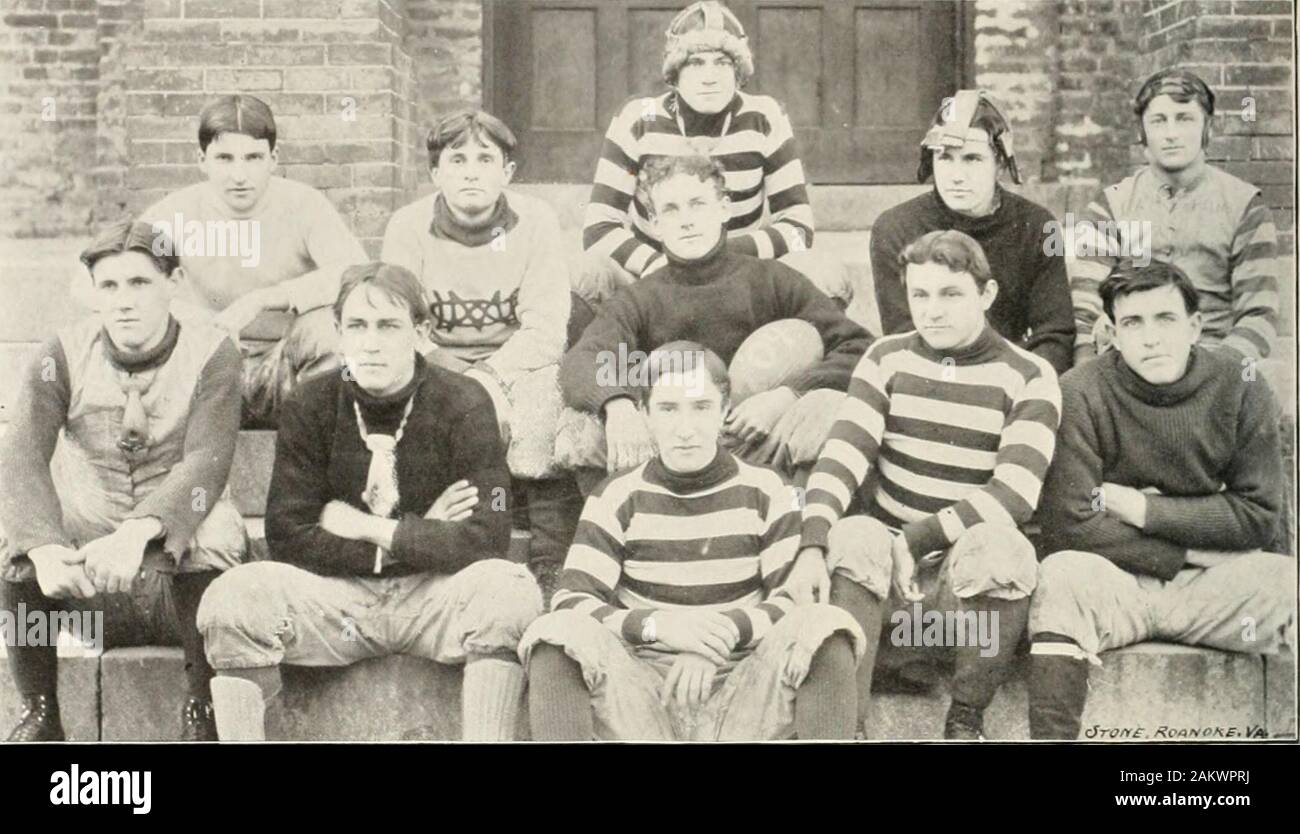 Colonial Echo, 1903 . (11305 Ot 1904. W. L. Davidson Manager C. L, TuRNiPSEED Center J. T. Booth Right Guard J. W. GossMAN Left Guard E. H. Smith Right Tackle Taylor Garnett Left Tackle C. D. Shreve Right End W. R. Mason Left End T. L. Sinclair Right Half-Back T. N. Lawrence Left Half-Back T. P. Spencer (Captain) Quarter-Back V. L. Davidson Full-Back Substitute.A. L. Terrell. Stock Photo