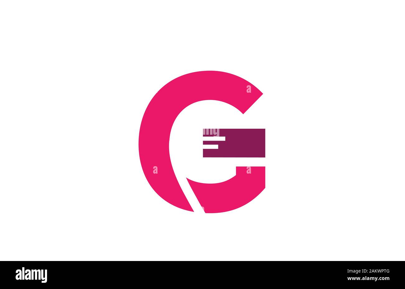pink white alphabet letter G logo design icon for business company ...
