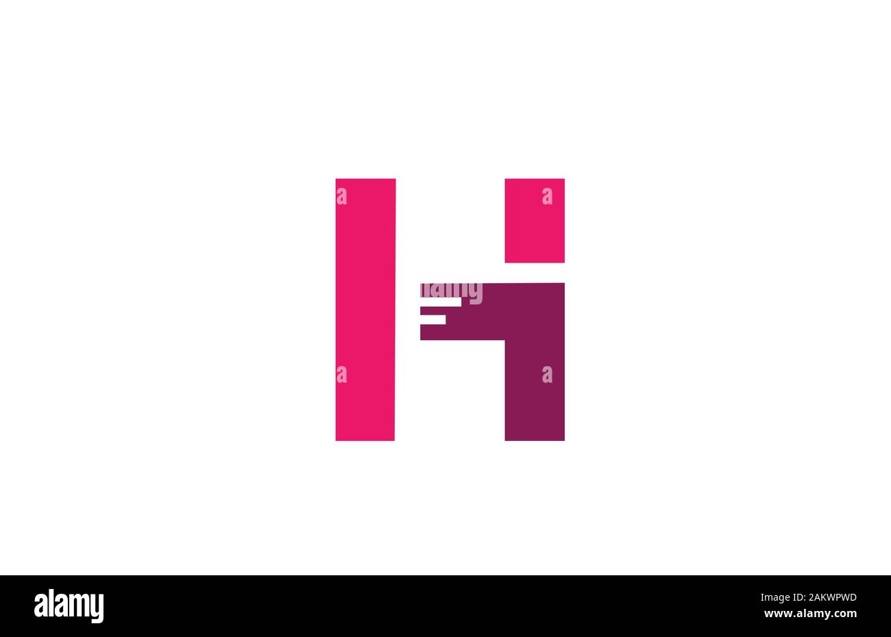 pink white alphabet letter H logo design icon for business company ...