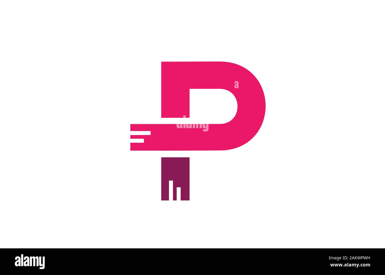 pink white alphabet letter P logo design icon for business company ...