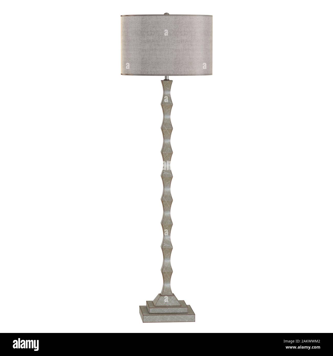 Gray night floor lamp on a metallic base on white background. 3d rendering Stock Photo
