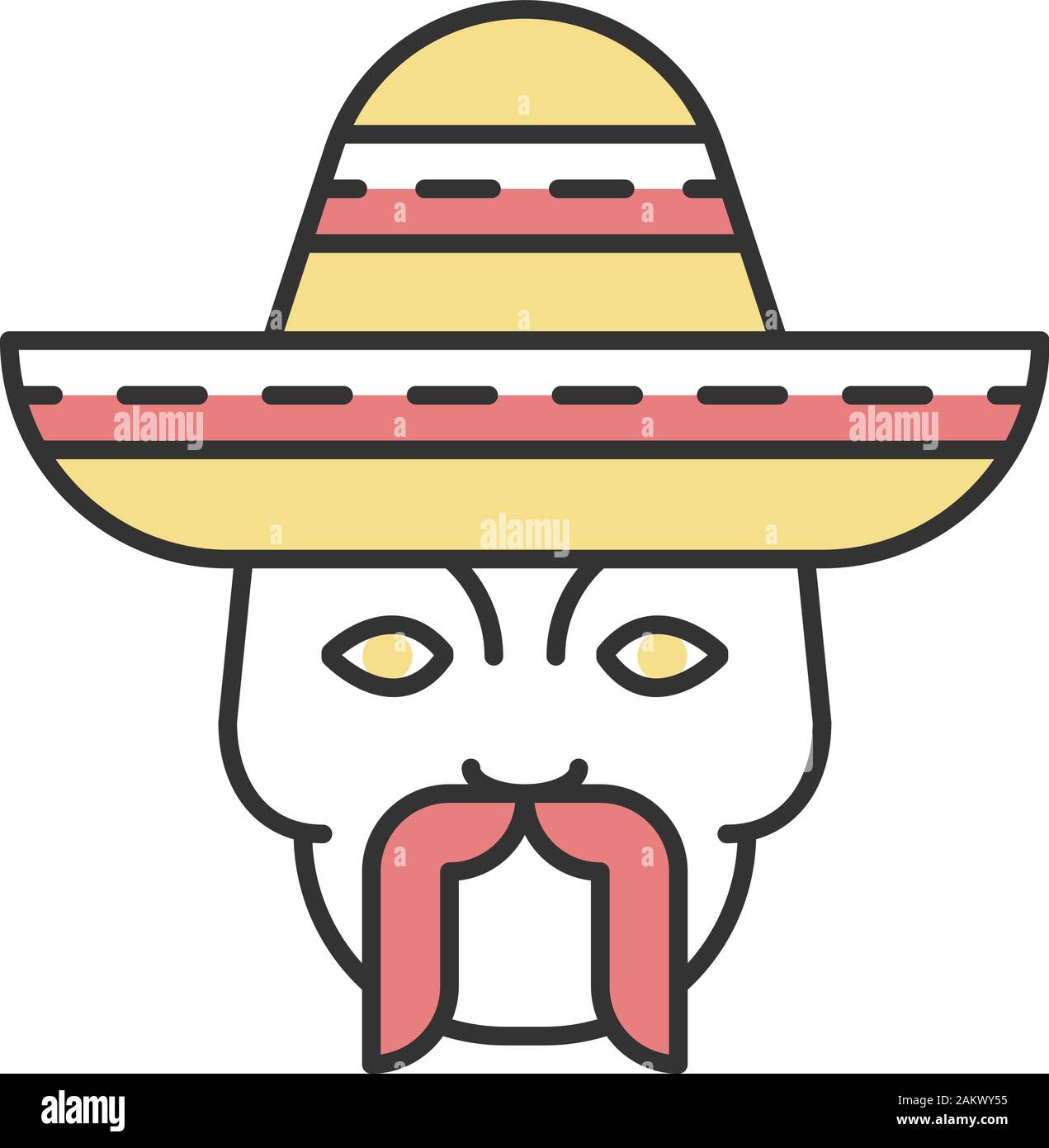 Head with mustache and sombrero color icon. Macho. Traditional mexican ...