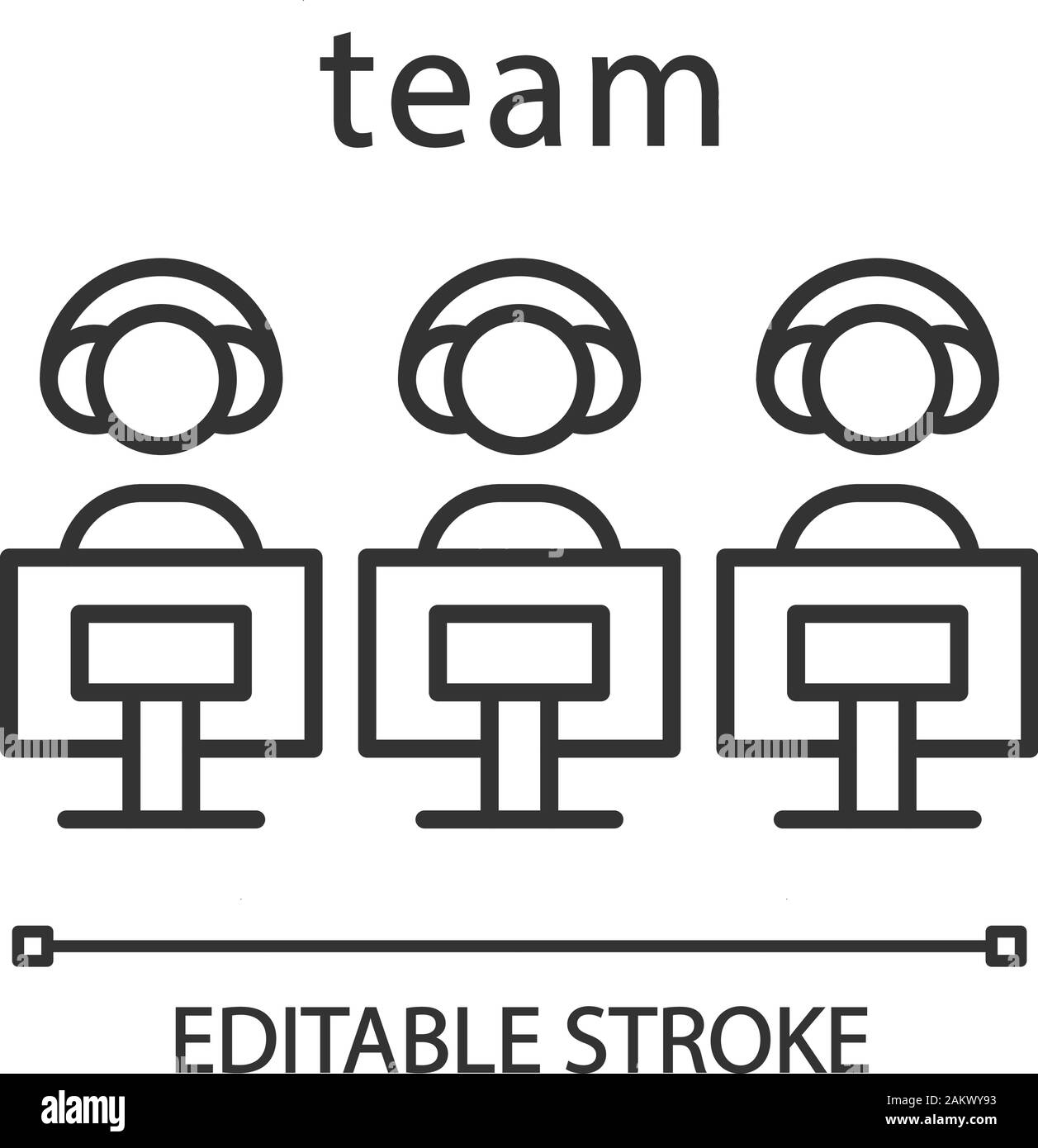 Esports team linear icon. Gamers group. Teamwork. Command for ...