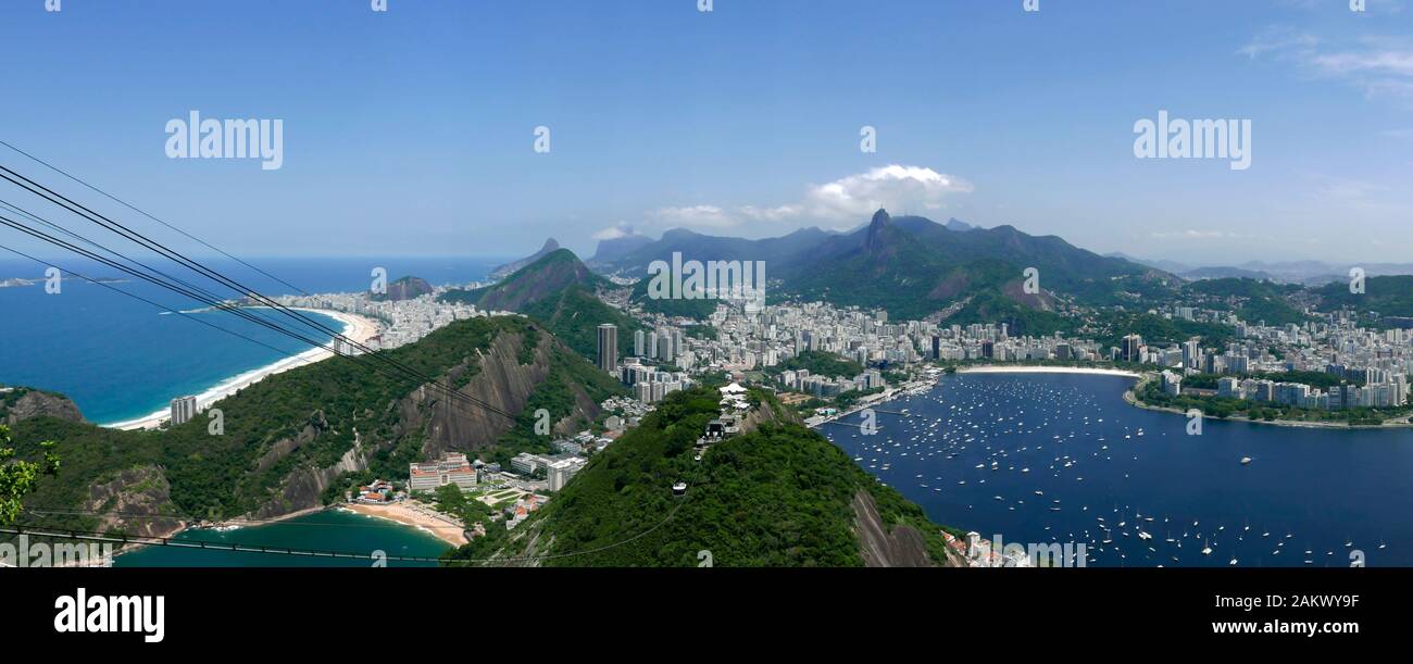 The cablecar to Sugarloaf Mountain (Pao de Acucar) Rio de Janeiro, Brazil. Stock Photo