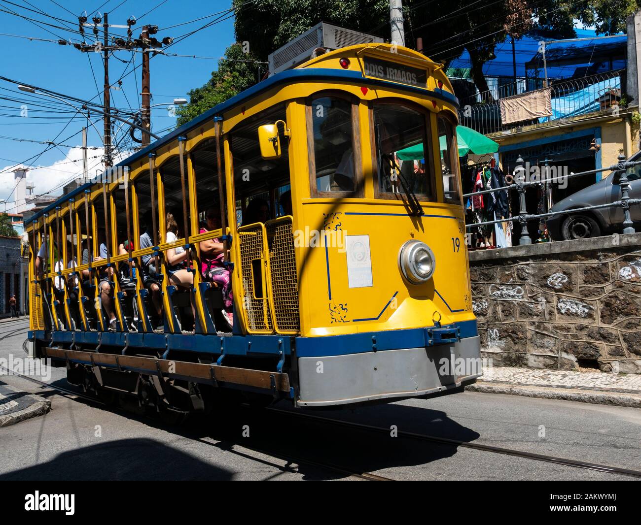 The Santa Teresa Tram, Santa Teresa, Rio de Janeiro, Brazil. Stock Photo