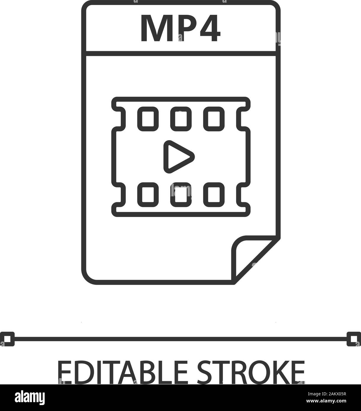 MP4 file linear icon. Multimedia file format. Video and audio document.  Thin line illustration. Contour symbol. Vector isolated outline drawing.  Edita Stock Vector Image & Art - Alamy