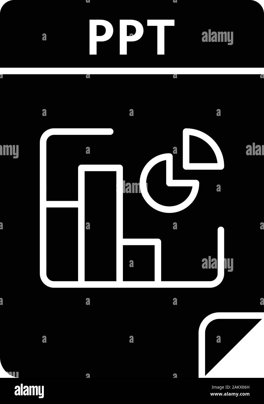 PPT file format glyph icon. Presentation file. Slide show. Silhouette