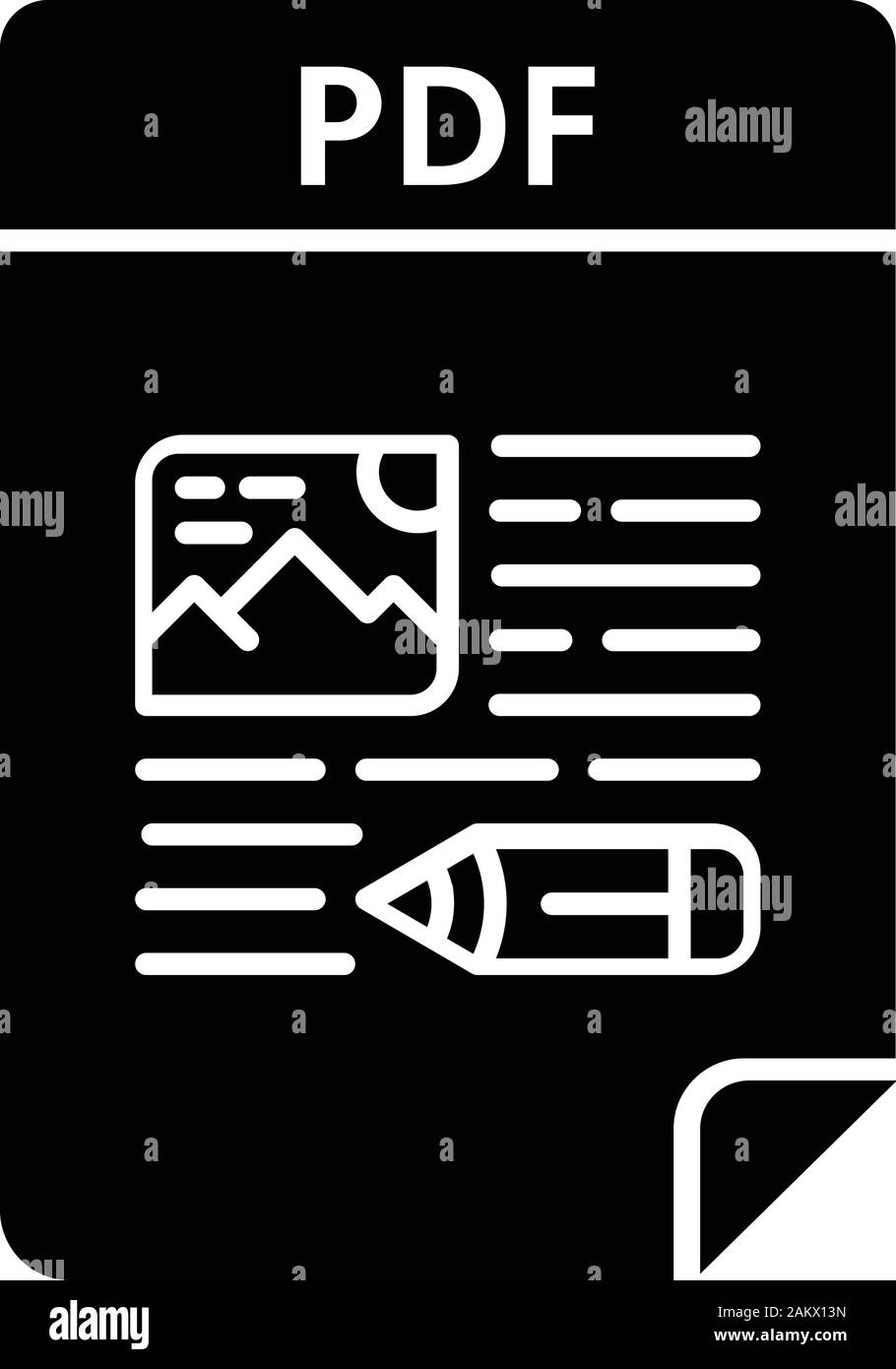 PDF file glyph icon. Portable document format. Silhouette symbol ...