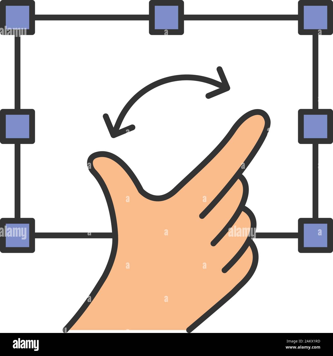 Touchscreen gesture color icon. Copy, tap, point, click, drag gesturing ...