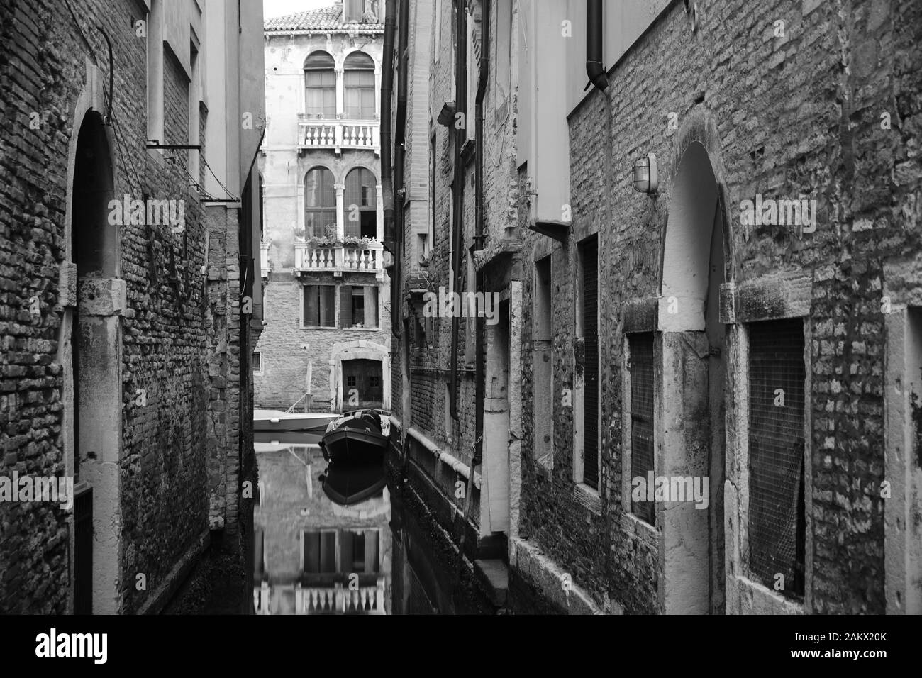 Venice Canal in Black and White Stock Photo - Alamy