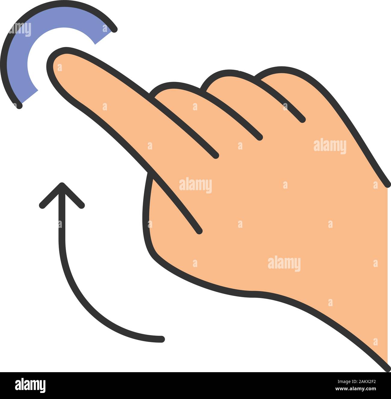 Flick up gesture color icon. Touchscreen gesturing. Human hand and fingers.  Tap, point, click. Using sensory devices. Isolated vector illustration  Stock Vector Image & Art - Alamy